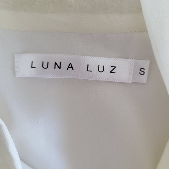 Luna Luz Women 100% Silk Boho Festival Fairy Flowy Ivory Longline Tank Top Small - Picture 10 of 13